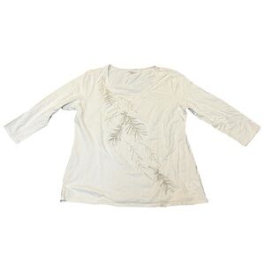 Coldwater Creek Cream Embroidered Long Sleeve Top